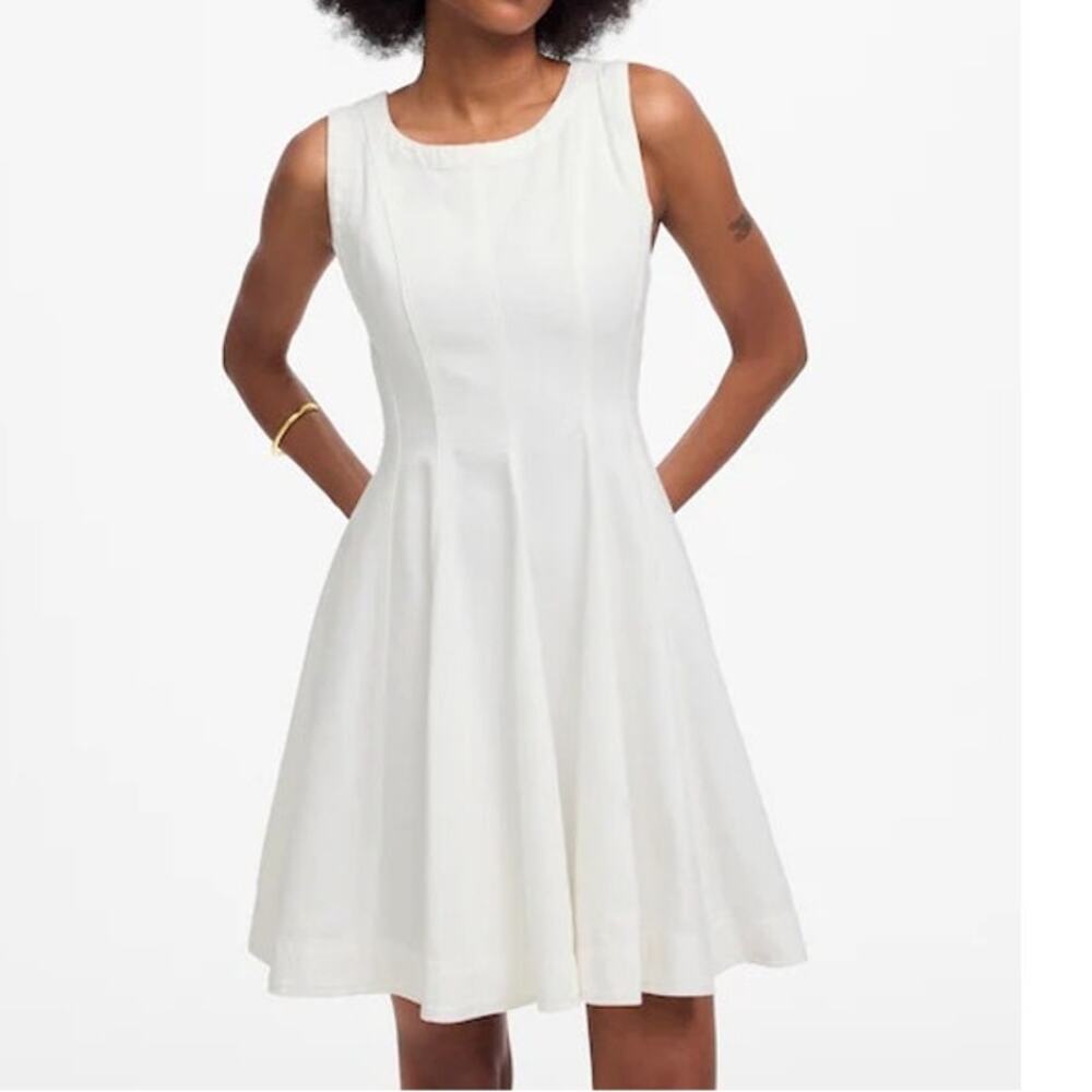 Madewell Women's Small Dress Circle Mini Fit Flare Airy Denim White Sleeveless